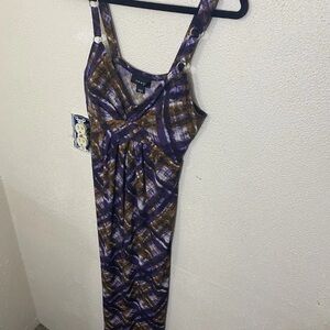 Snap Womens Maxi Dress Size M Purple Brown Abstract Print Long